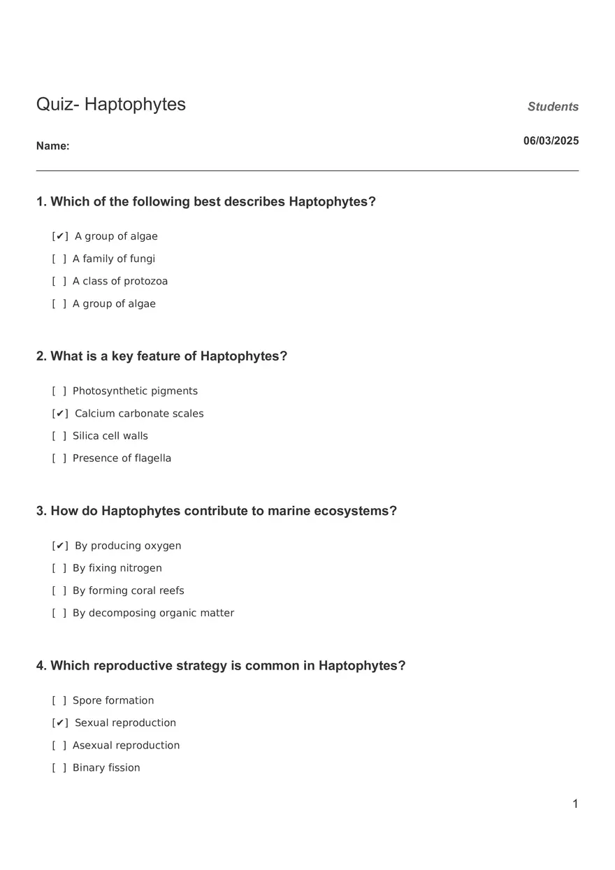 Quiz - Haptophytes - Page 1