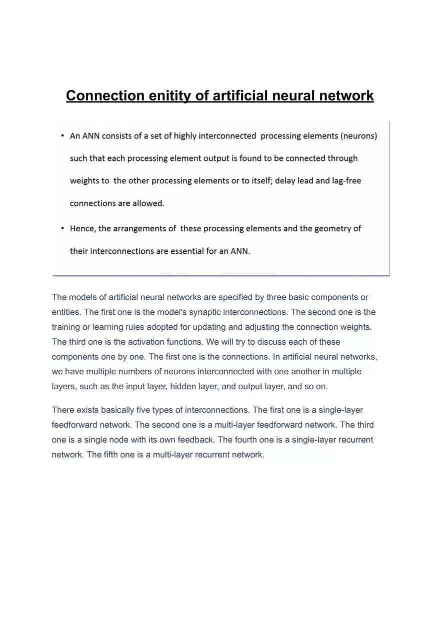 Connection Enitity of Artificial Neural Network - Page 1