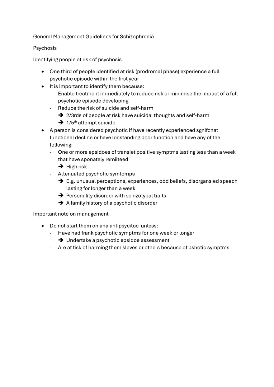 General Management Guidelines for Schizophrenia - Page 1