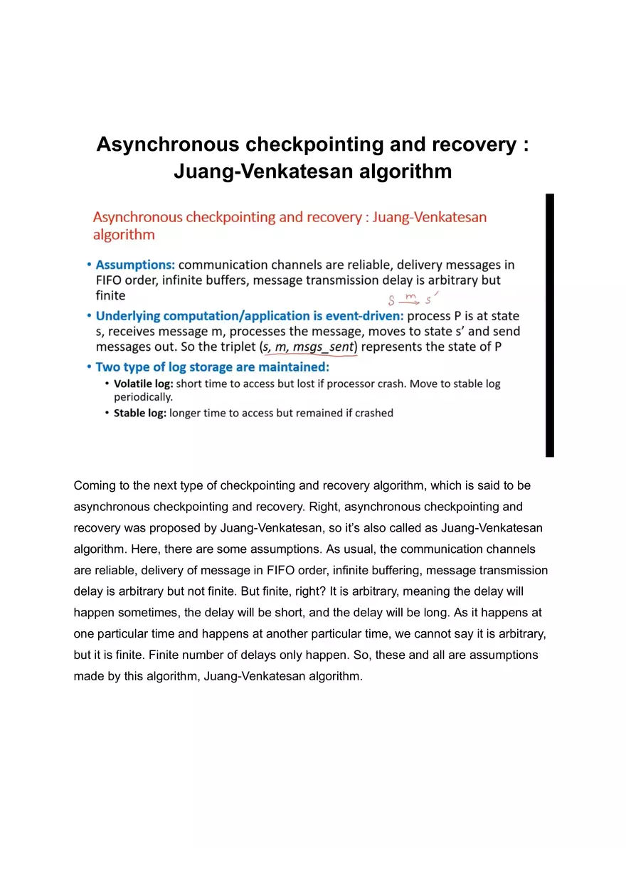 Asynchronous Checkpointing and recovery Juang-Venkatesan Algorithm - Page 1