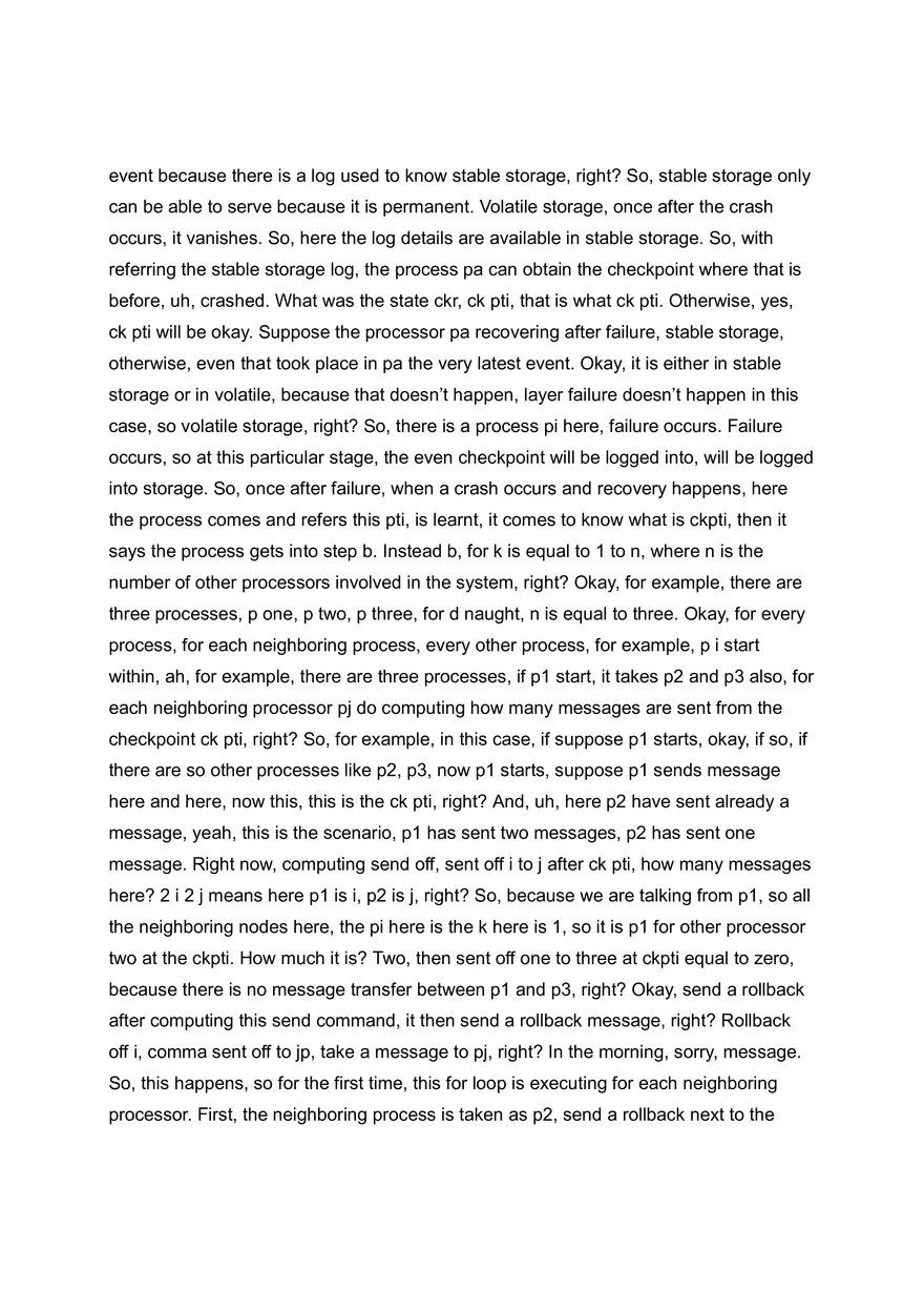 Asynchronous Checkpointing and recovery Juang-Venkatesan Algorithm - Page 5