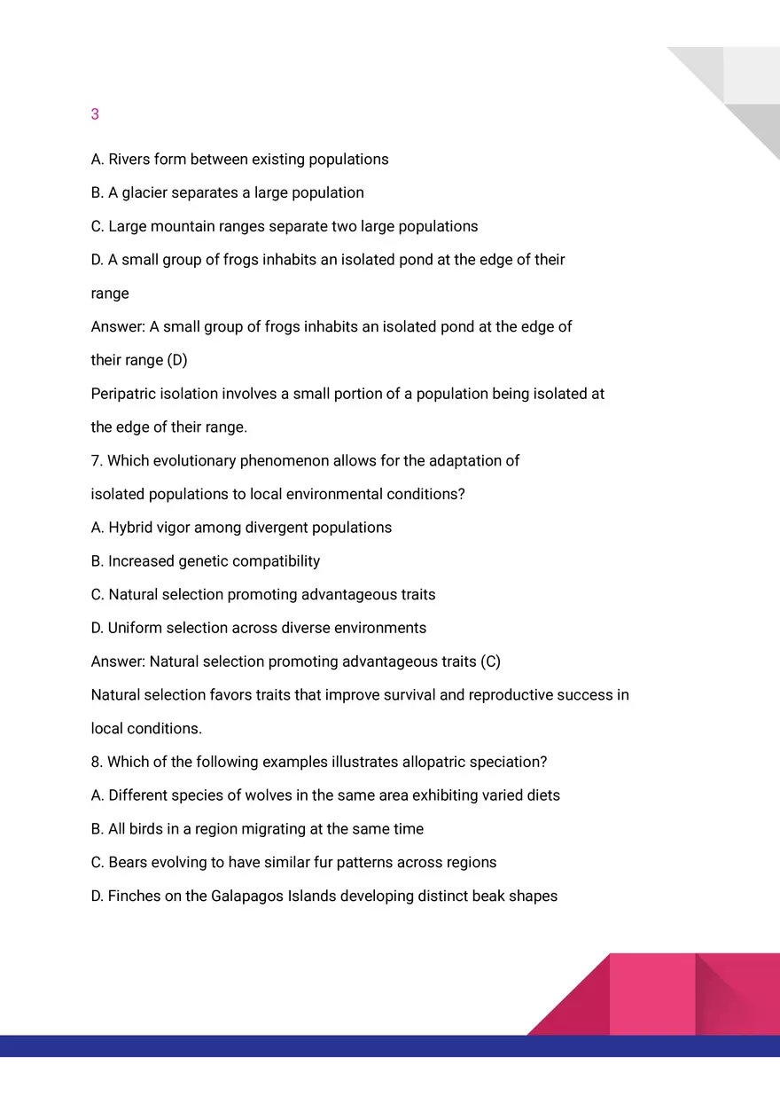 Quiz on Allopatric Speciation - Page 3