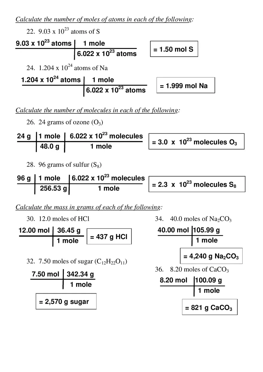 Mole Practice Solutions - Page 2