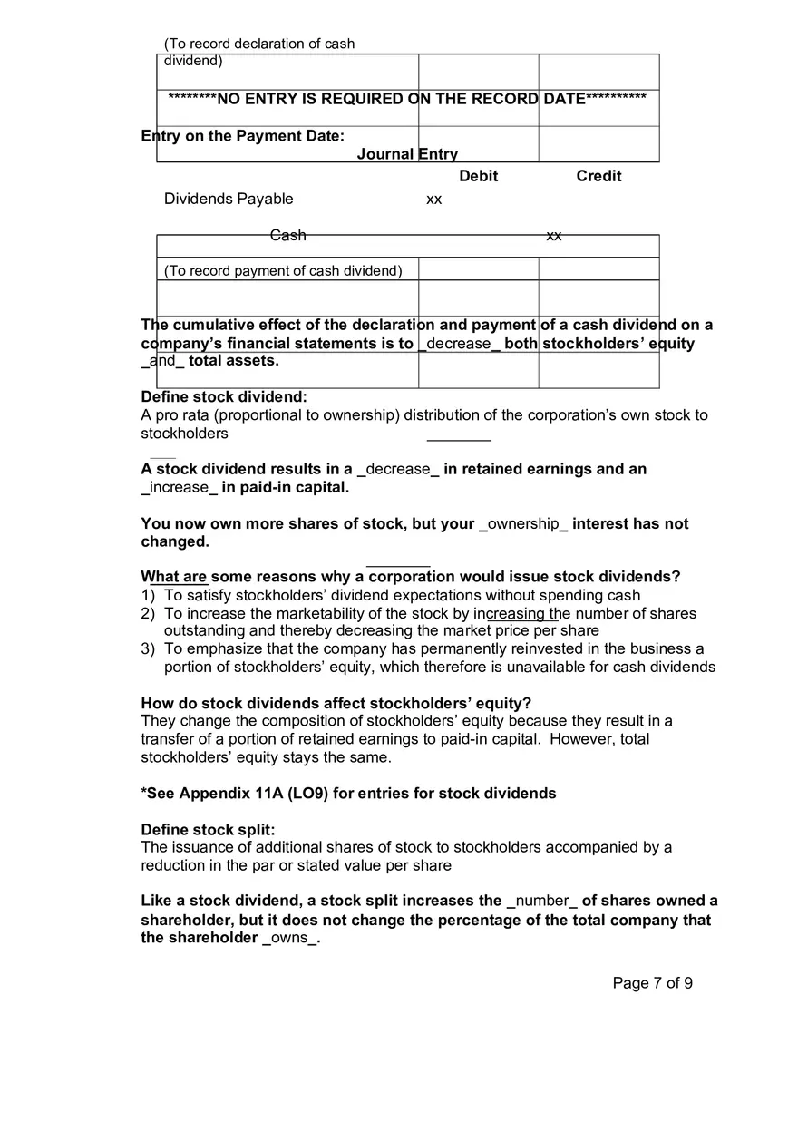 Chapter 11 Reporting and Analyzing Stockholders’ Equity - Page 7