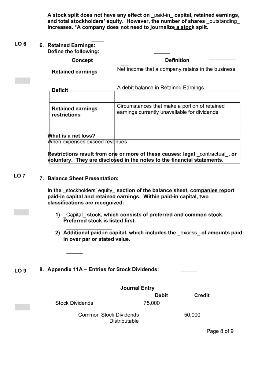 Chapter 11 Reporting and Analyzing Stockholders’ Equity - Page 8