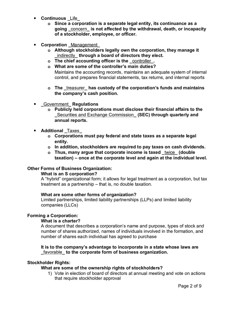 Chapter 11 Reporting and Analyzing Stockholders’ Equity - Page 2