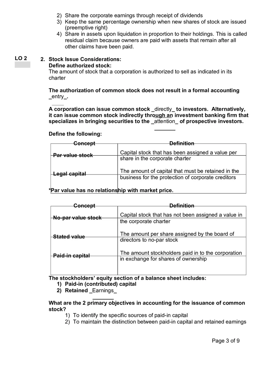 Chapter 11 Reporting and Analyzing Stockholders’ Equity - Page 3