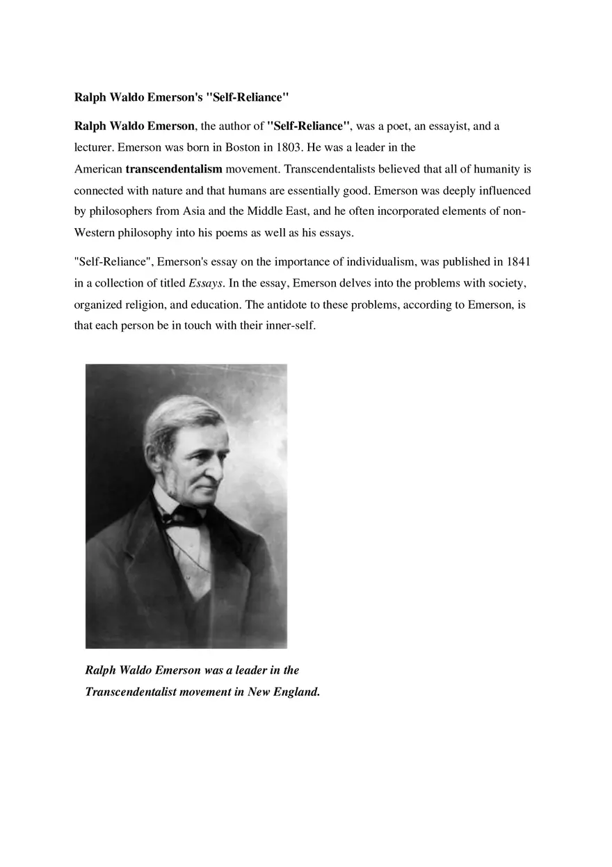 Self-Reliance Notes - Detailed Summary of the Essay - Page 1