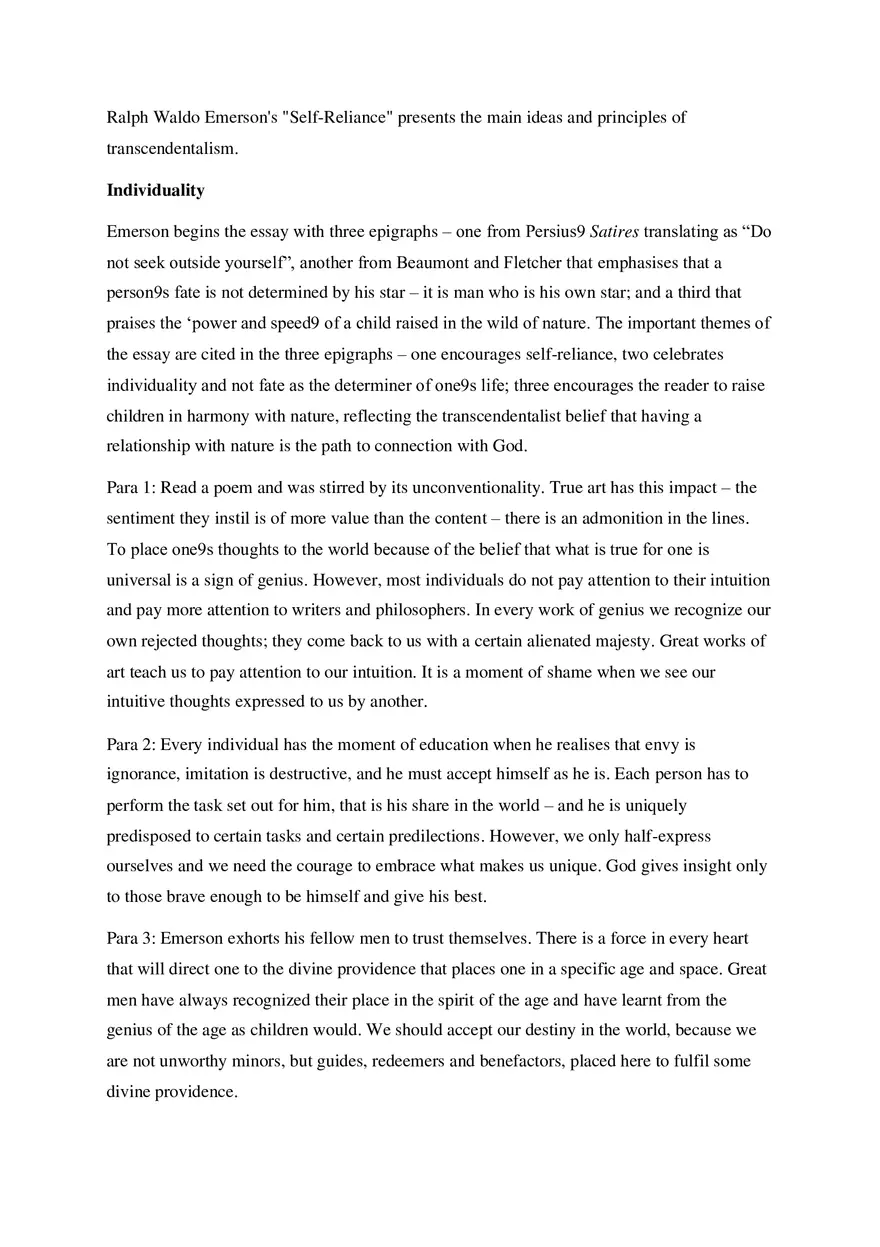 Self-Reliance Notes - Detailed Summary of the Essay - Page 2