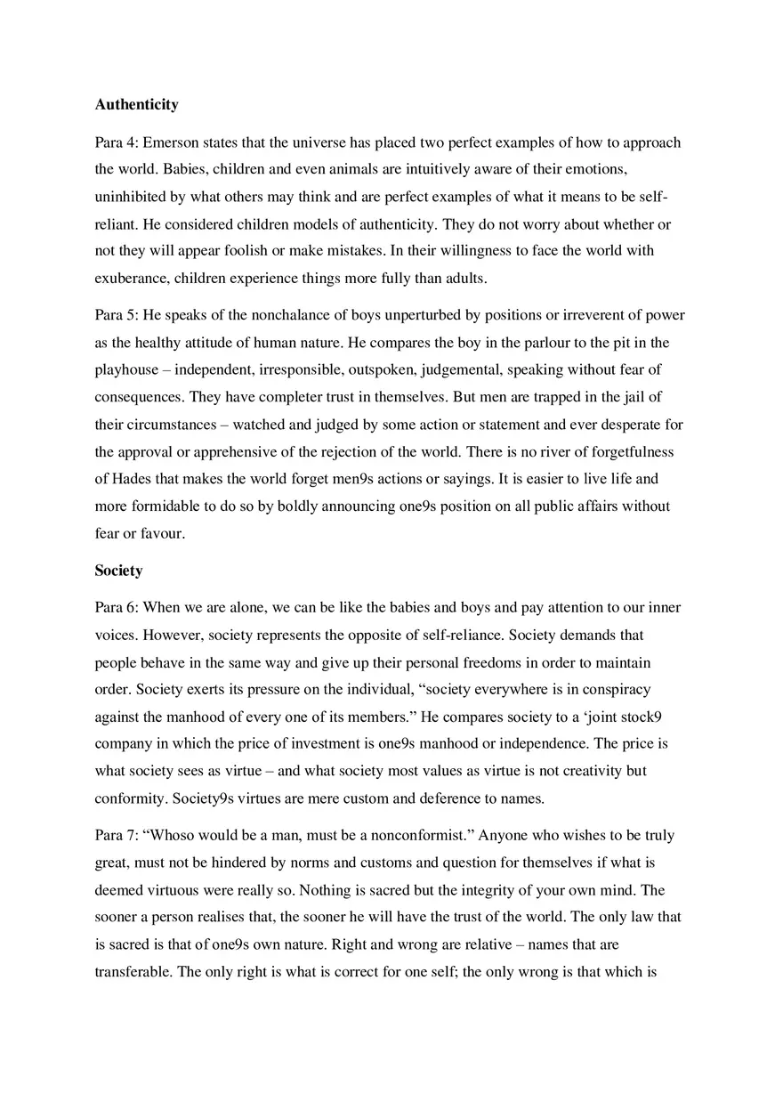 Self-Reliance Notes - Detailed Summary of the Essay - Page 4
