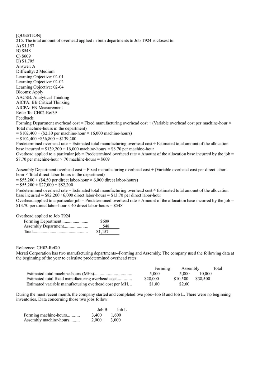 Ch2, Job-Order Costing Calculating Unit Product Costs Part 13 - Page 1