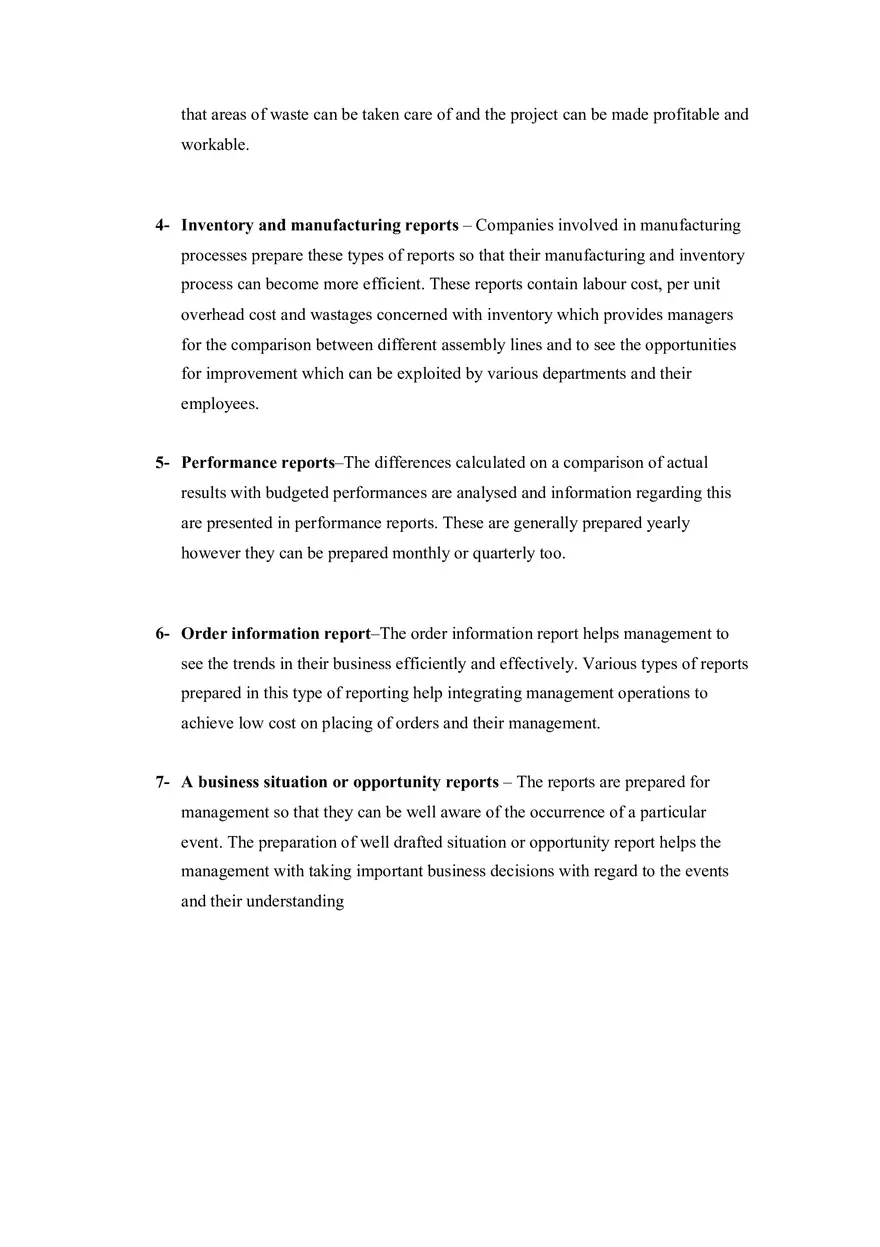 Explain Different Types of Management Accounting Reports - Page 2