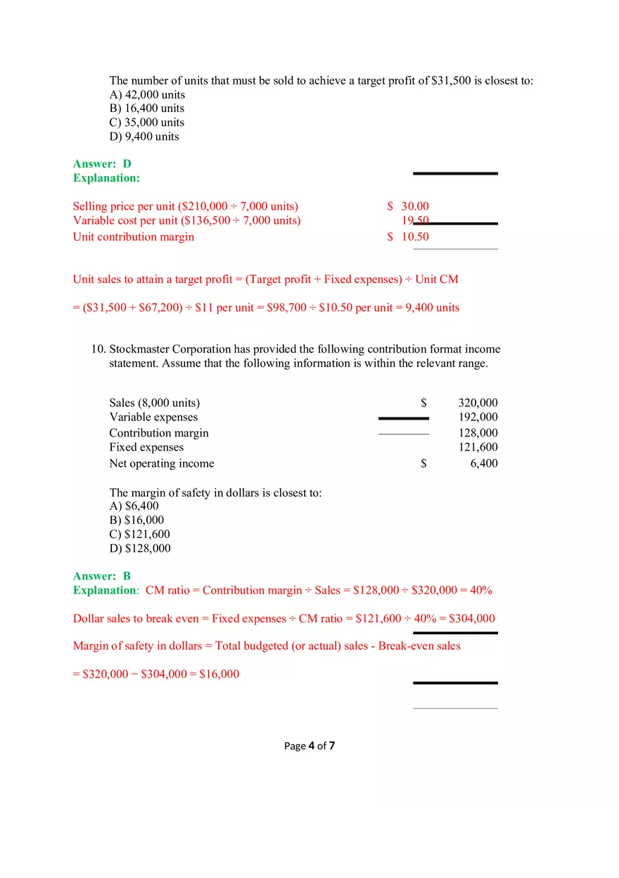 Exercises & Questions on Chapter 2 (CVP Analysis) - Page 4