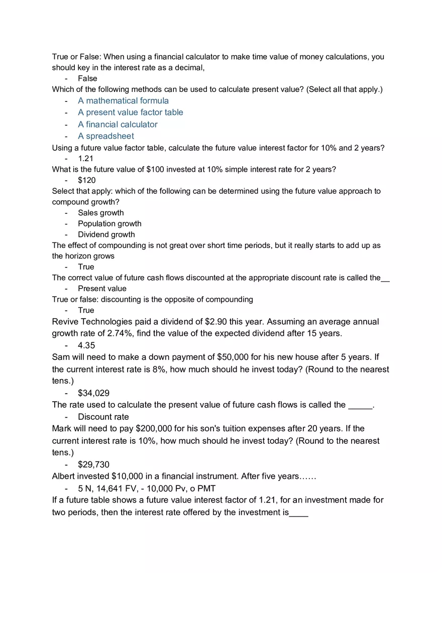 Corporate Finance - Assignment and Answer Key Part 2 - Page 2