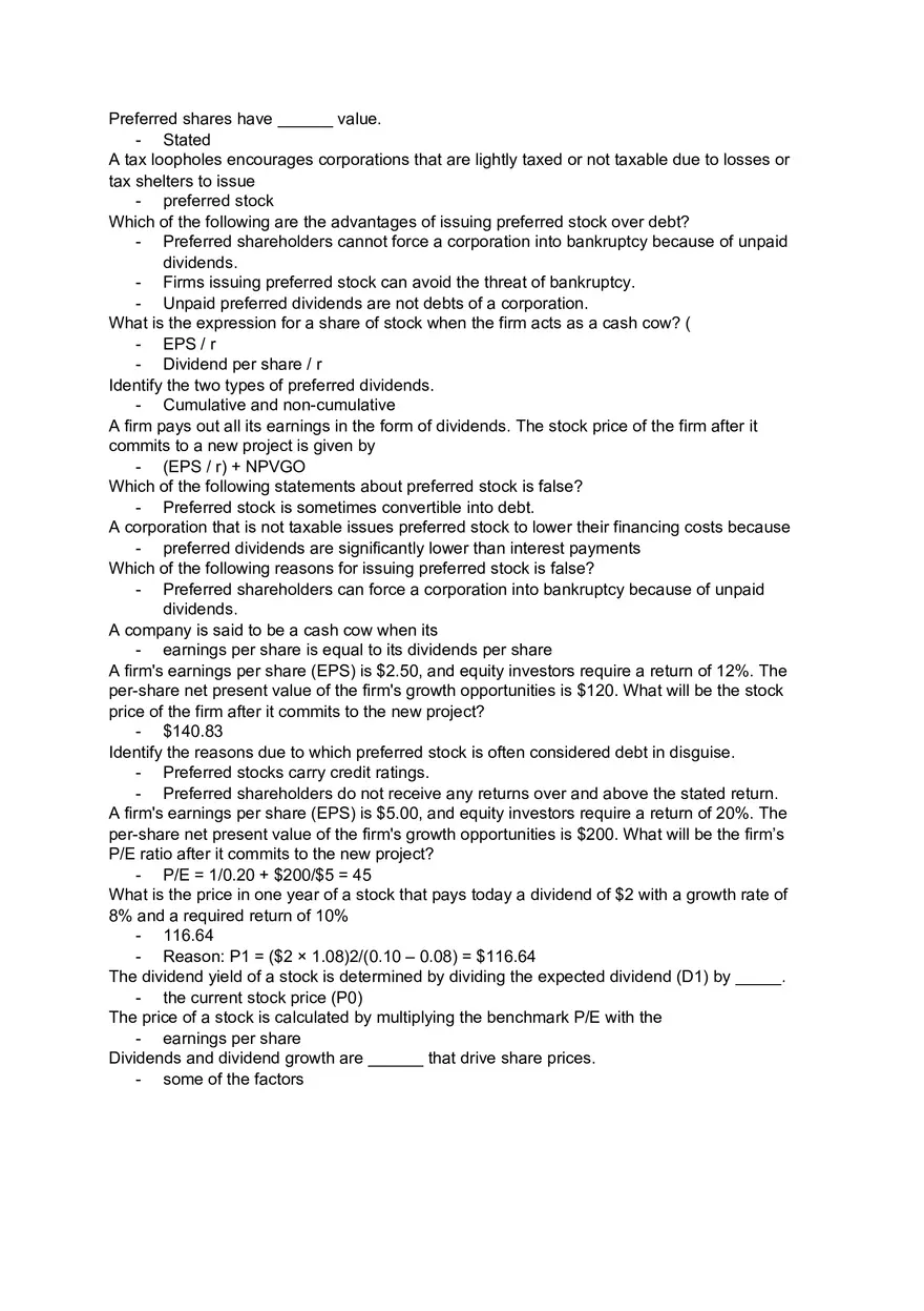 Corporate Finance - Assignment and Answer Key Part 4 - Page 8
