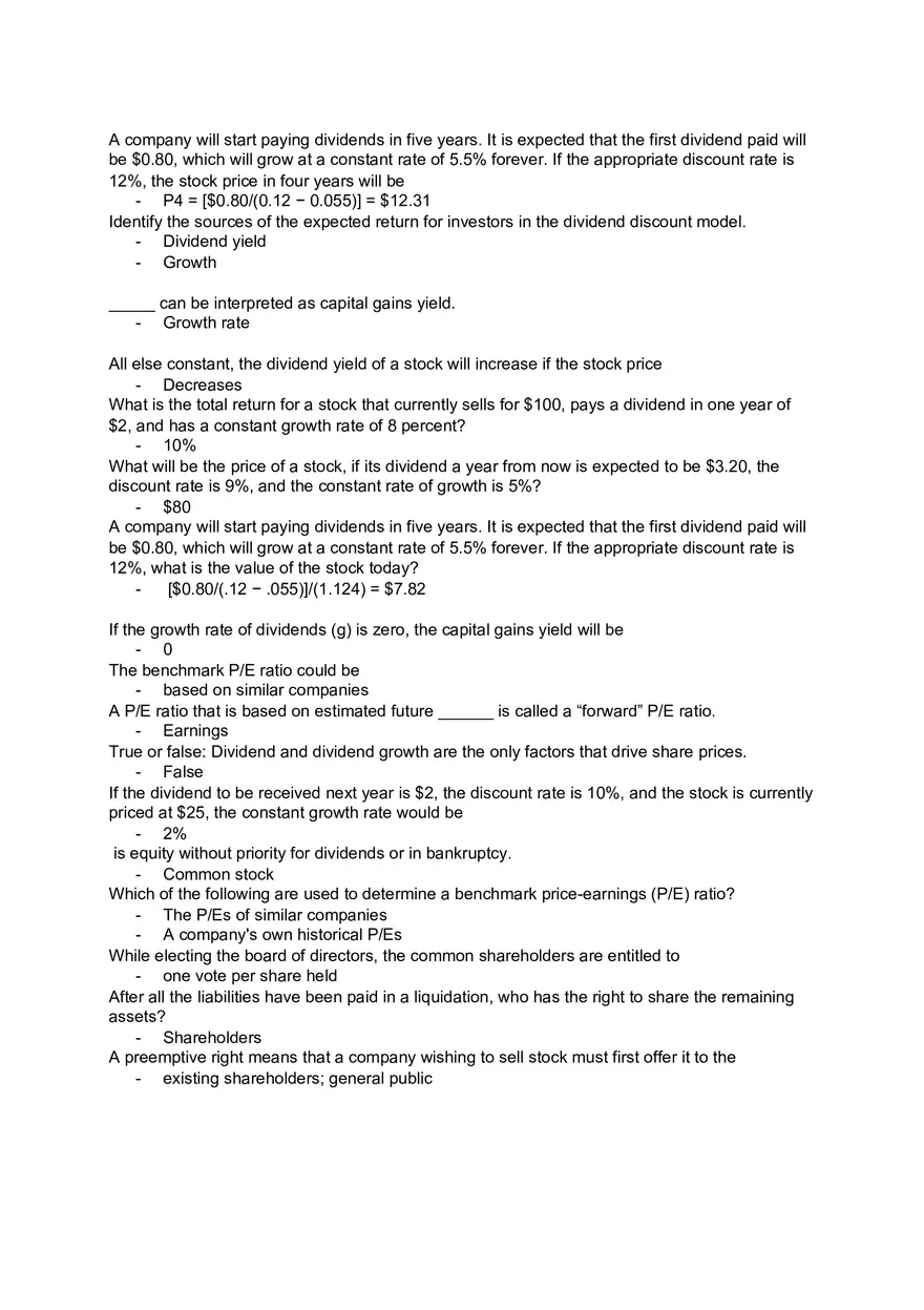 Corporate Finance - Assignment and Answer Key Part 4 - Page 6