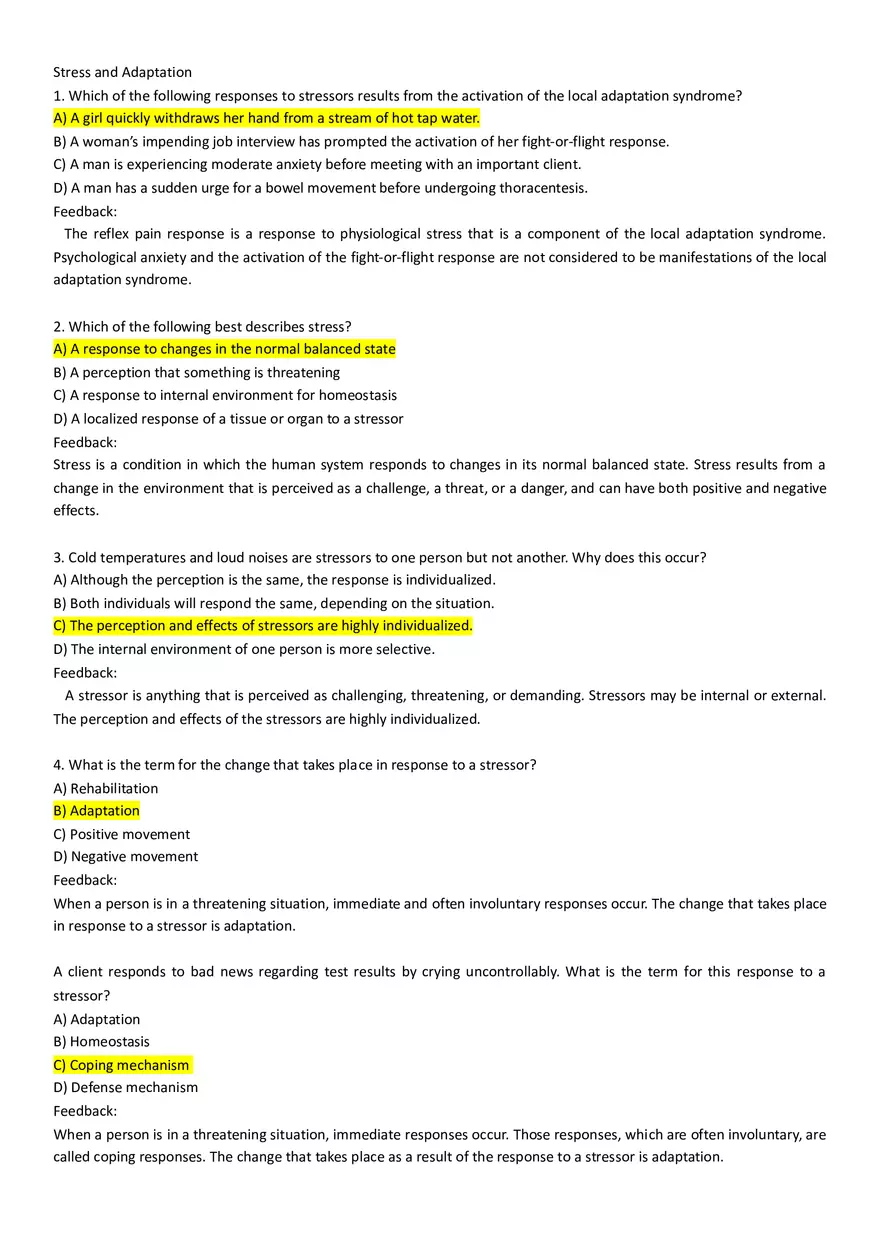 Stress and Adaptation - Nursing - Page 1