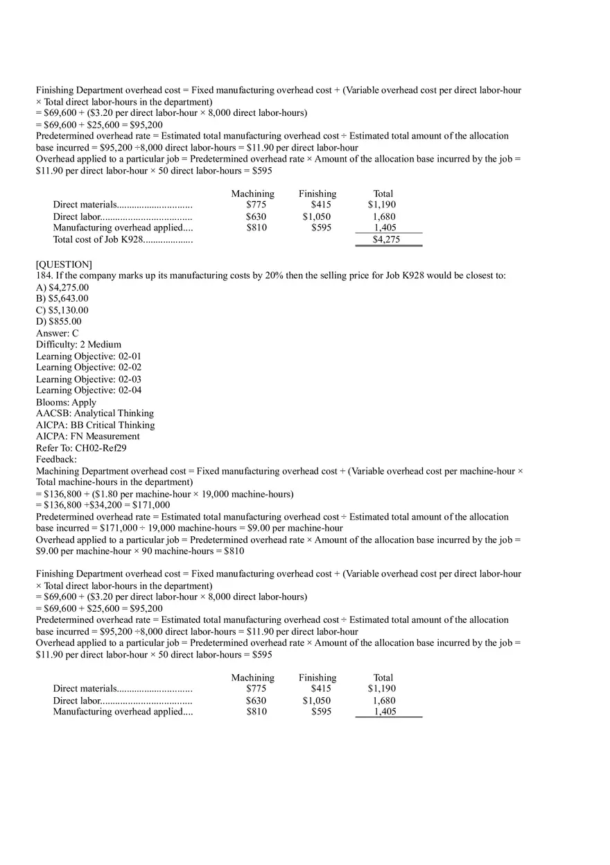 Ch2, Job-Order Costing Calculating Unit Product Costs Part 10 - Page 15
