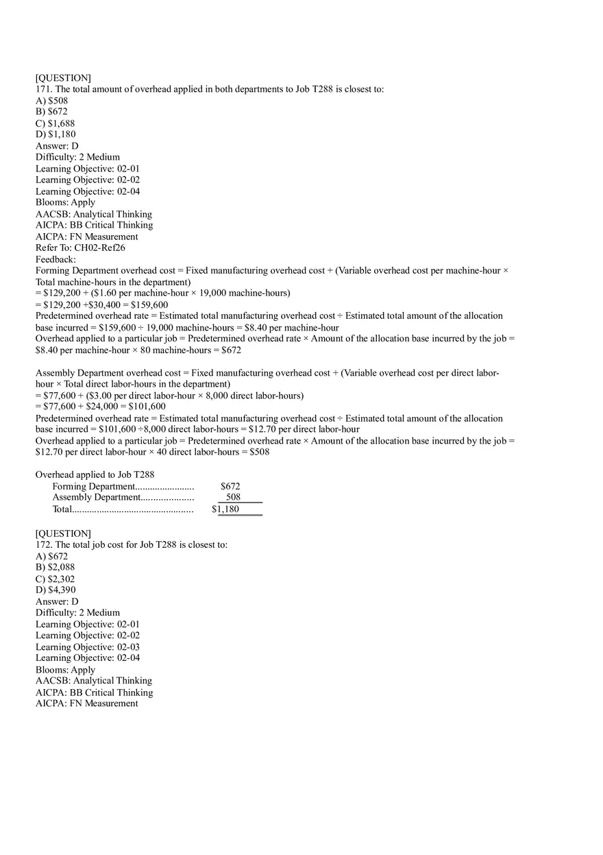 Ch2, Job-Order Costing Calculating Unit Product Costs Part 10 - Page 1