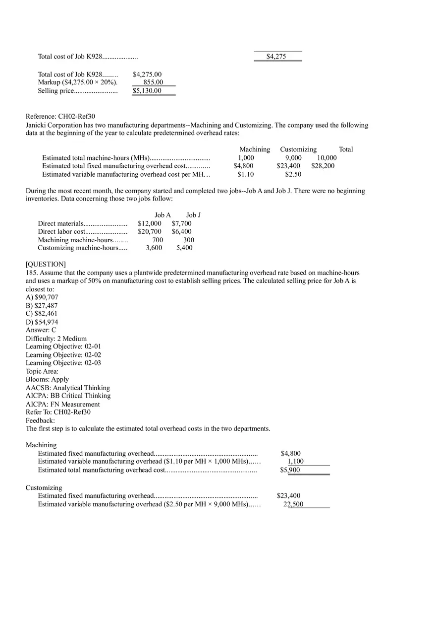 Ch2, Job-Order Costing Calculating Unit Product Costs Part 10 - Page 3