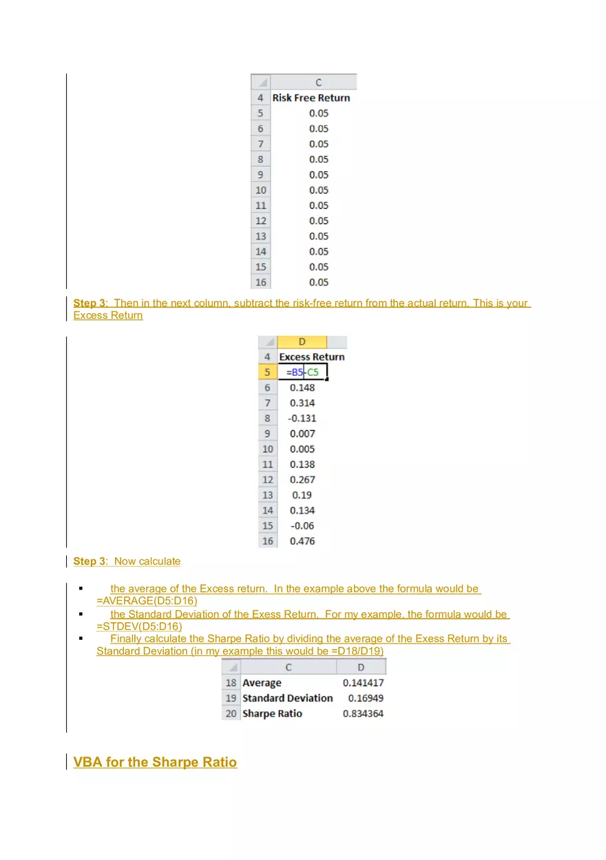 Calculation of Sharpe Ratio with Excel - Page 2