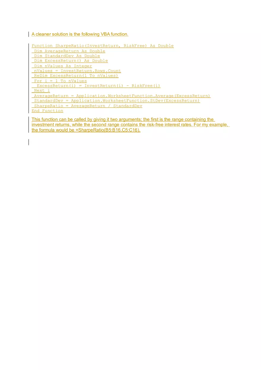 Calculation of Sharpe Ratio with Excel - Page 3