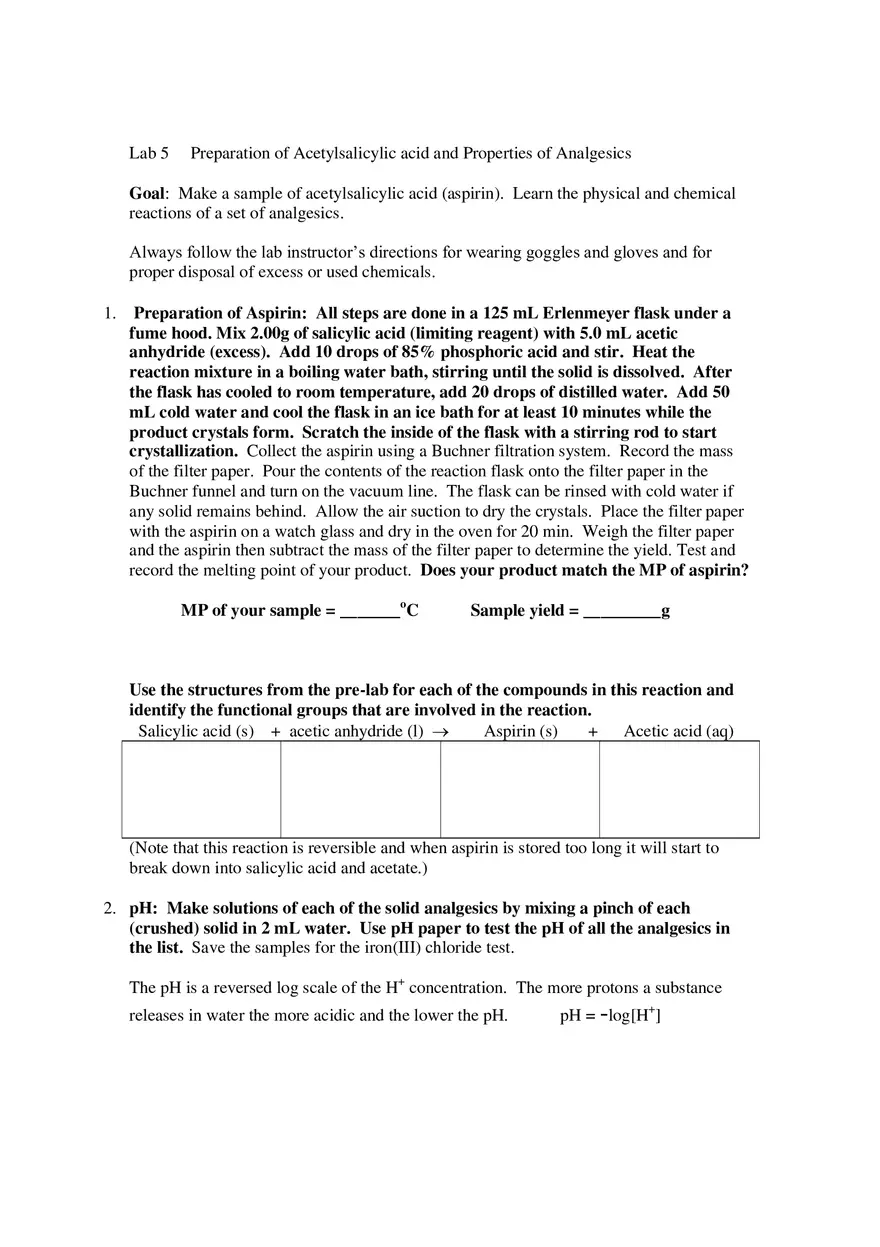 Lab - Reactions of Aspirin and Other Analgesics - Page 2