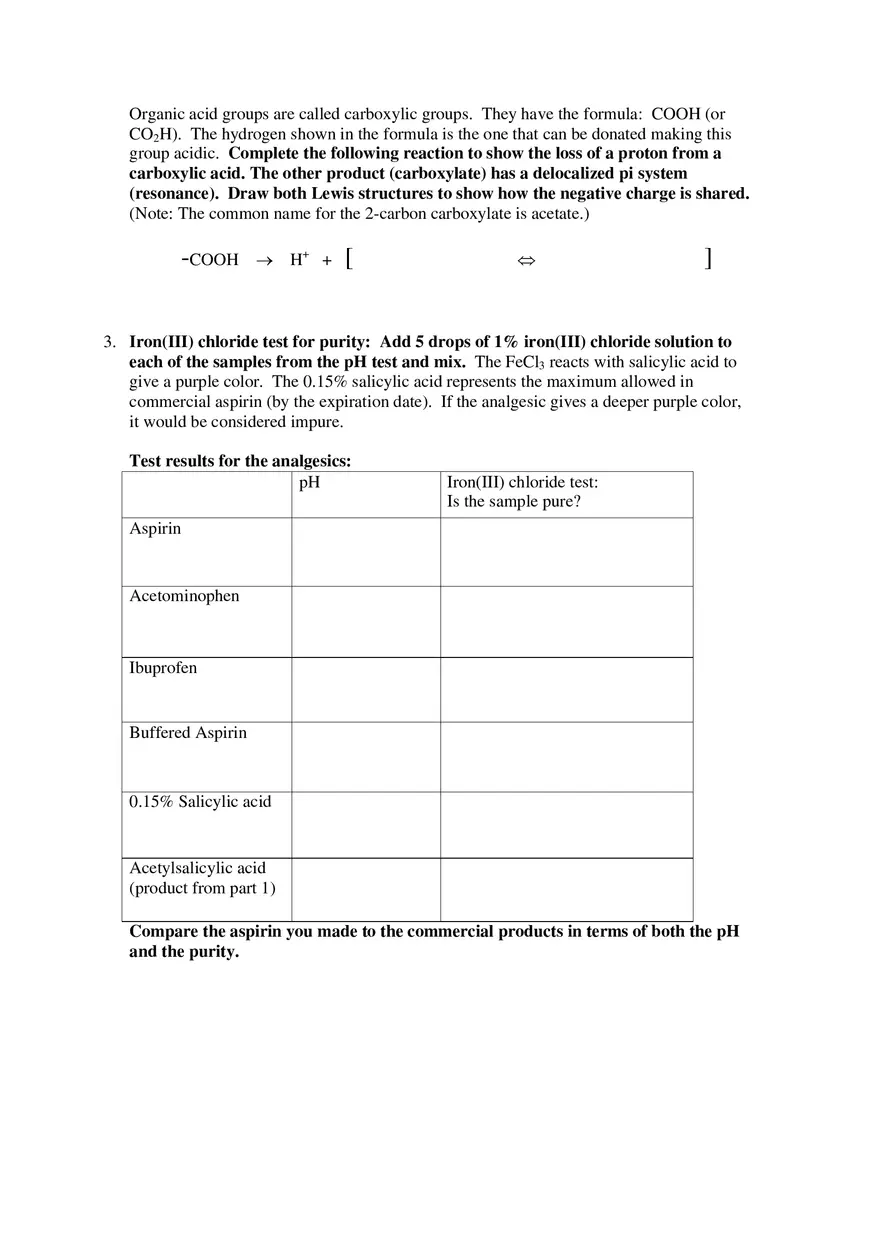 Lab - Reactions of Aspirin and Other Analgesics - Page 3