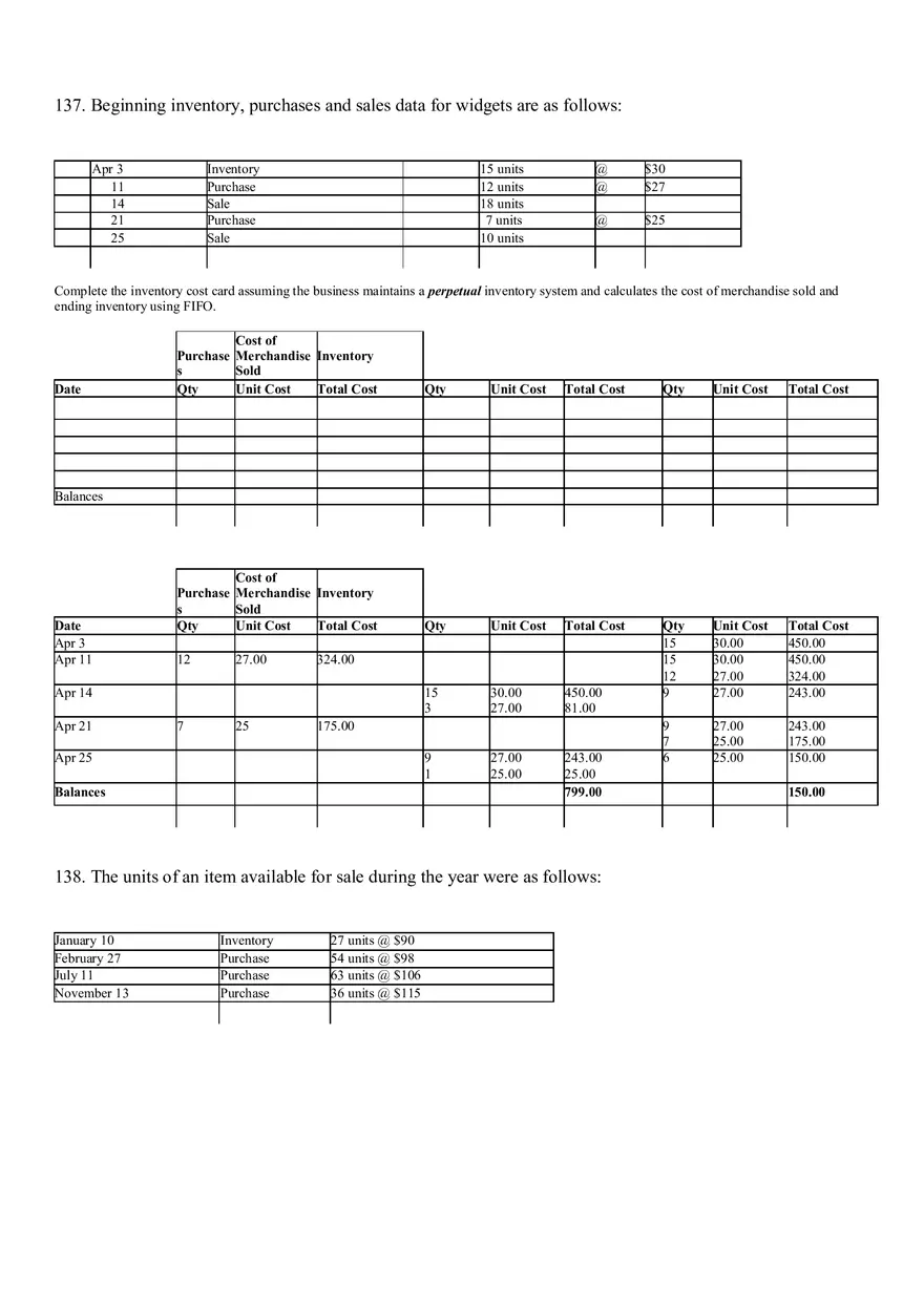 Inventories Key (137-156 Questions) - Page 1