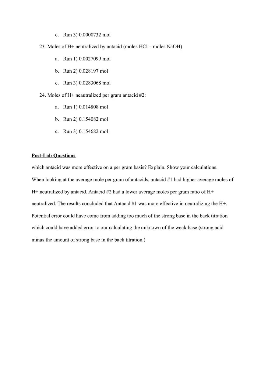 Determining the Buffer Capacity of Antacids (Lab) - Page 8