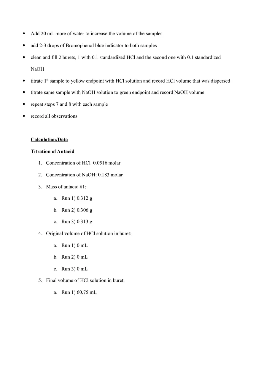 Determining the Buffer Capacity of Antacids (Lab) - Page 4