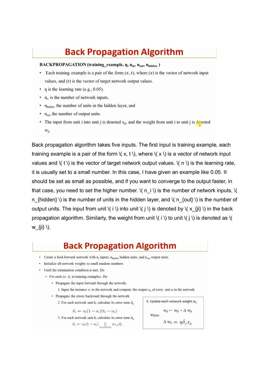 Back Propagation Algorithm - Page 1