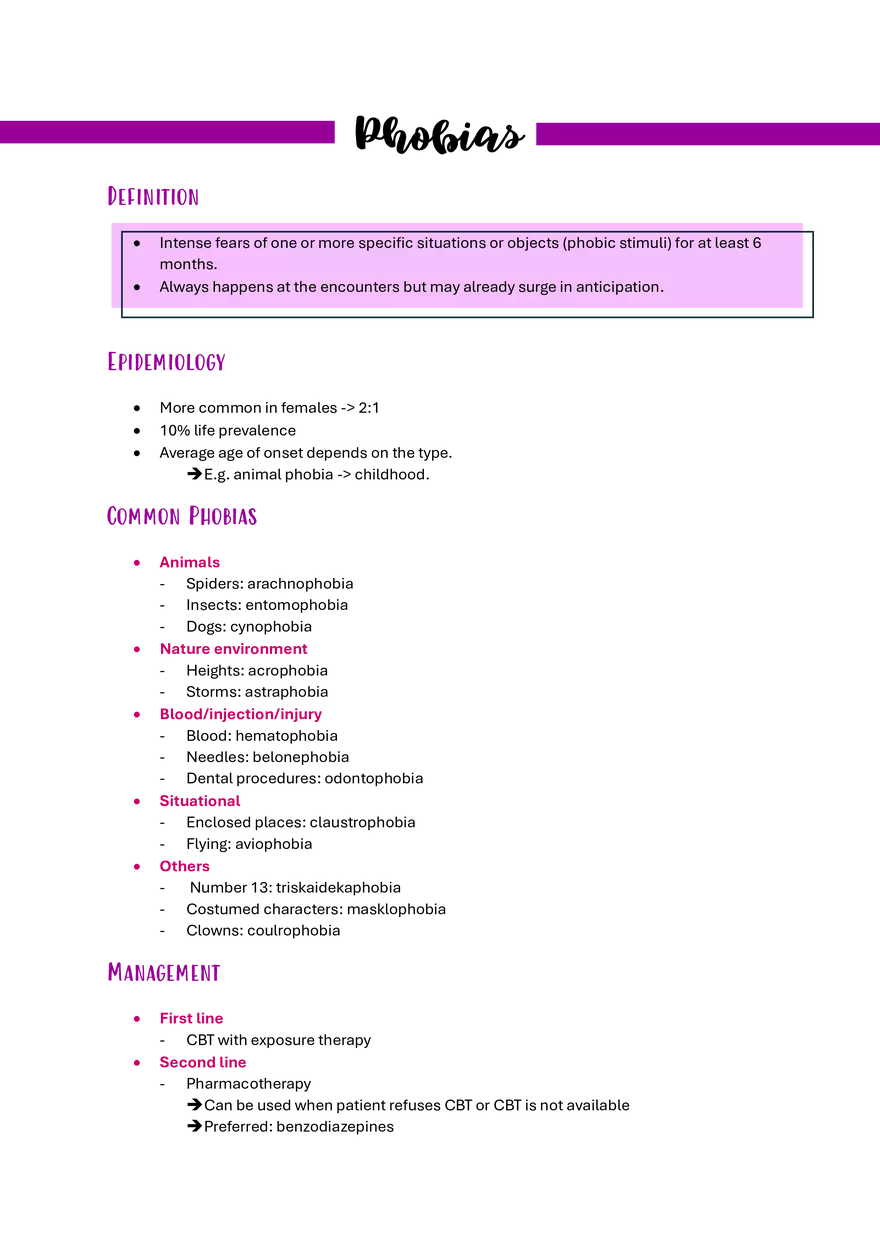 Phobias Study Guide - Page 1