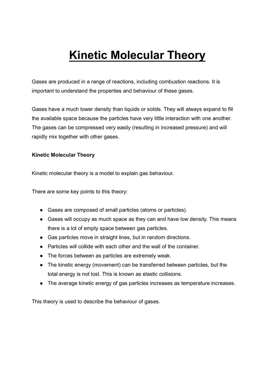 Kinetic Molecular Theory and Pressure - Page 1