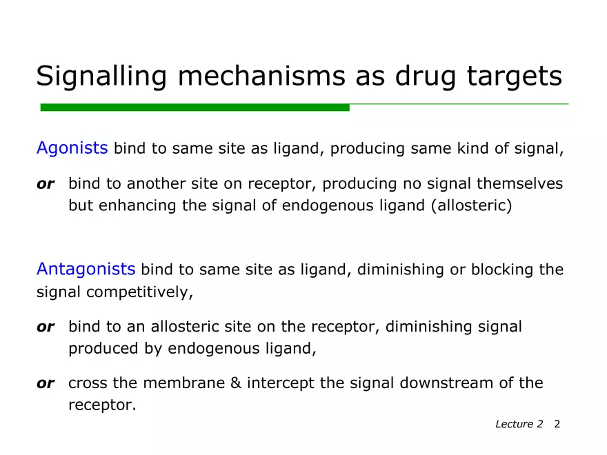 Lecture 2: Receptor Mechanisms - Page 2