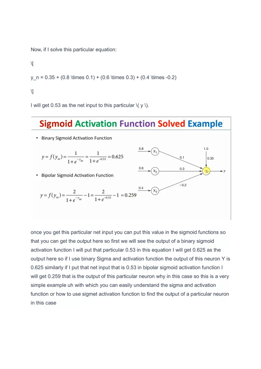 Sigmoid Activation Function Solved Example - Page 3
