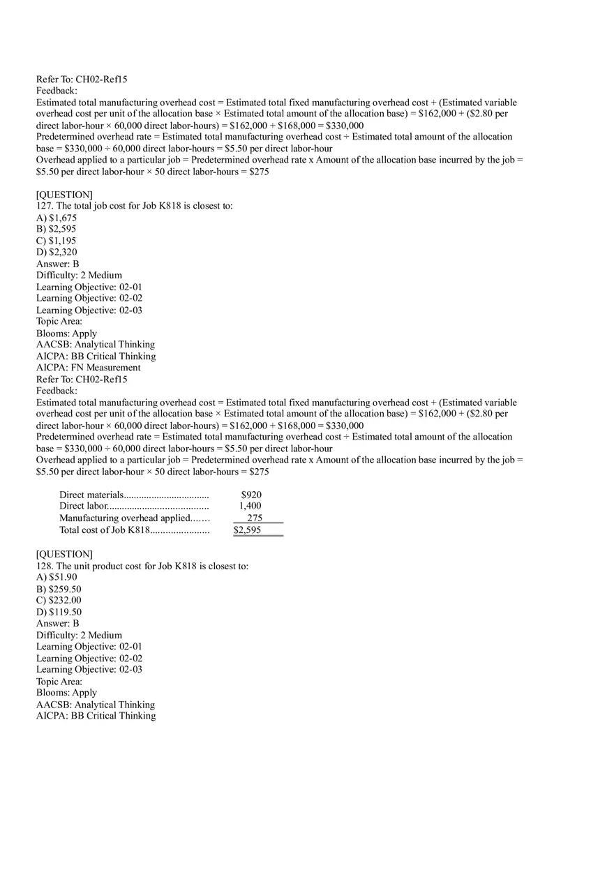 Ch2, Job-Order Costing Calculating Unit Product Costs Part 7 - Page 12