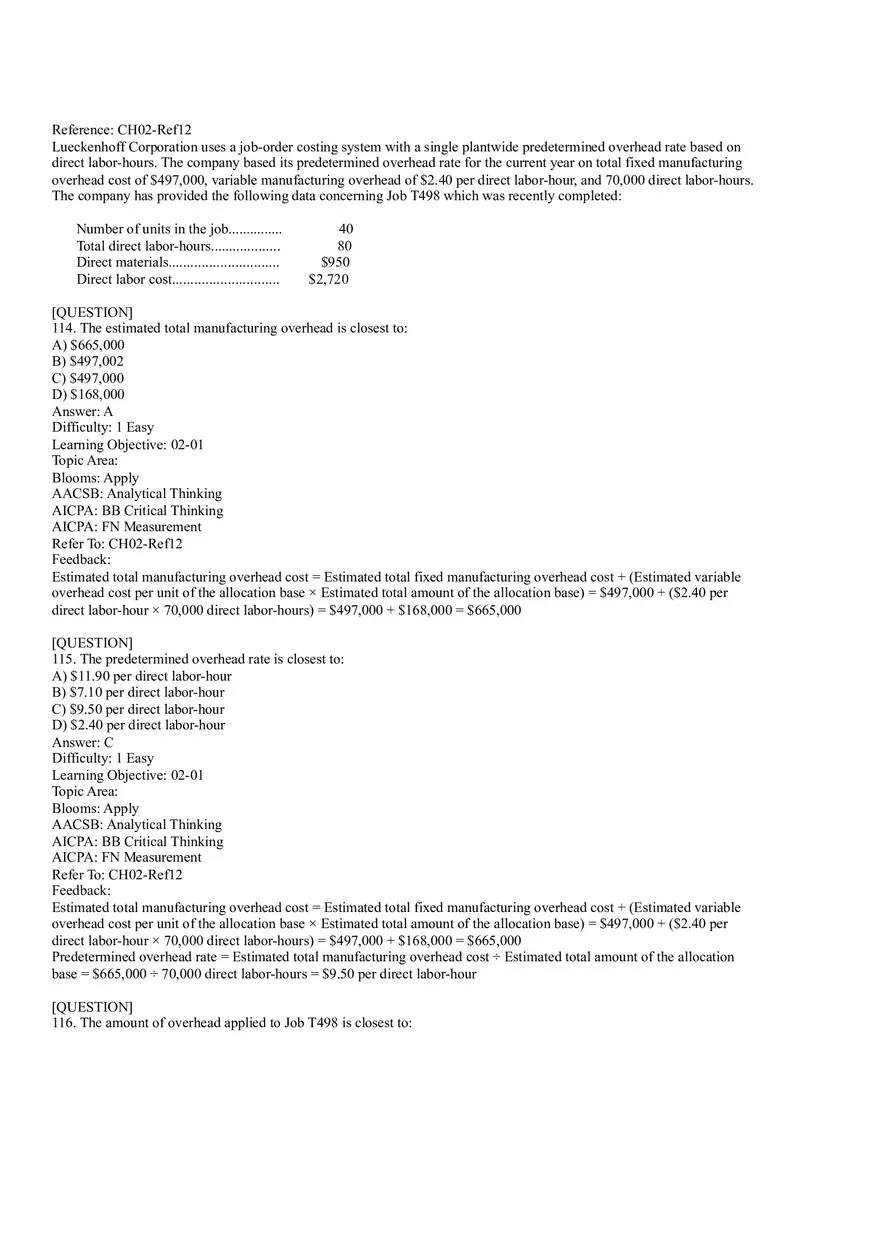 Ch2, Job-Order Costing Calculating Unit Product Costs Part 7 - Page 2