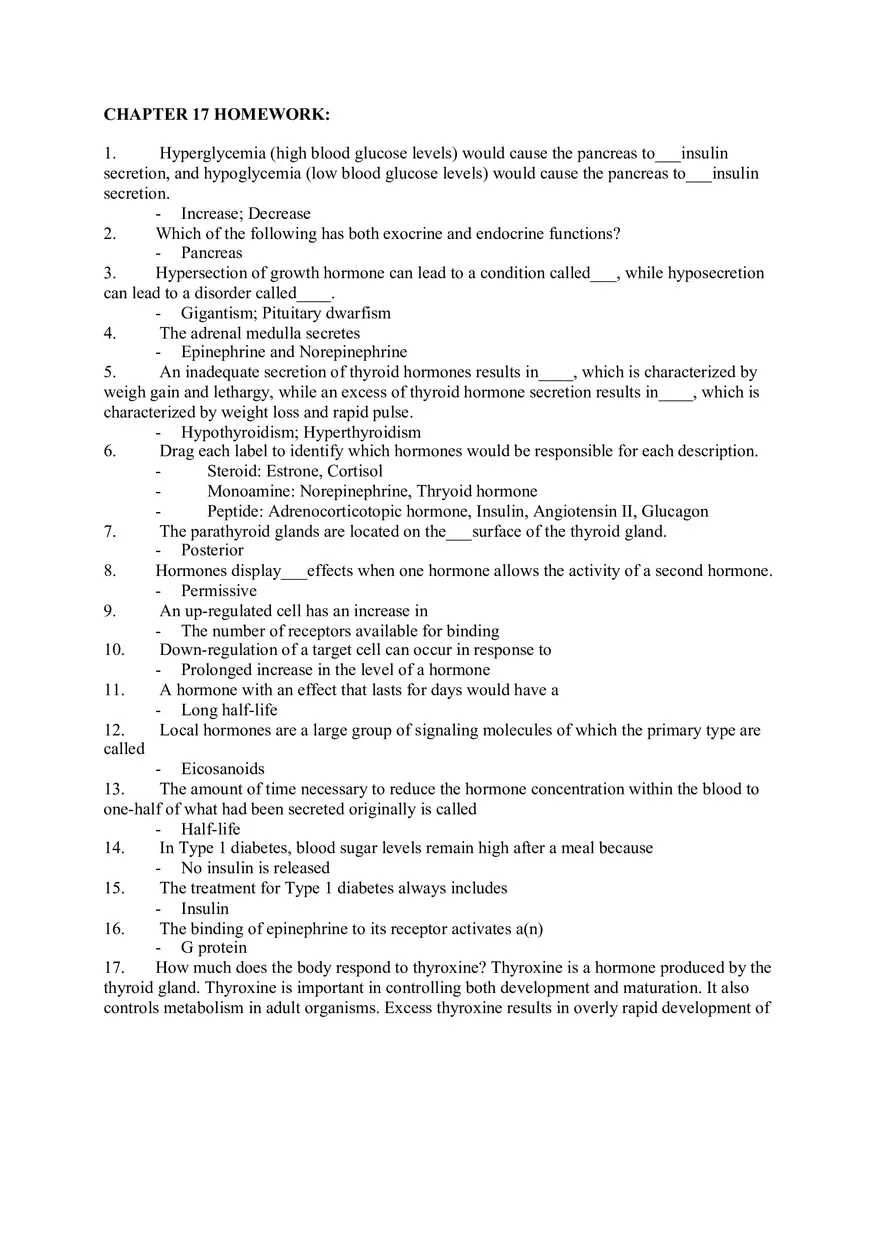 Insulin Secretion Chapter 17 Homework - Page 1