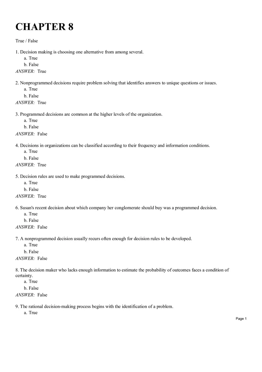 Management Chapter 8 Quiz Part 1 - Page 1