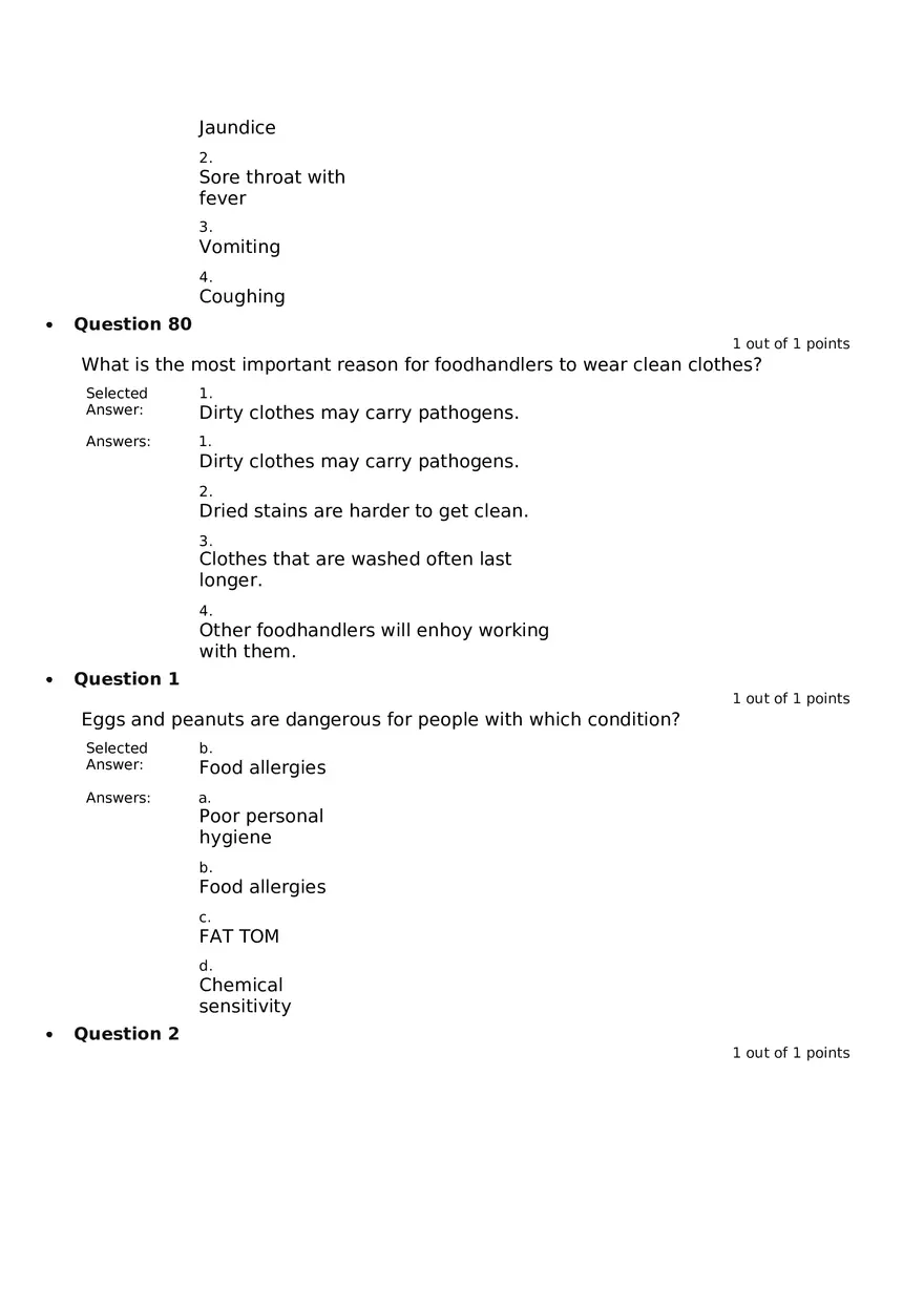 Servsafe Practice Exam Part 11 - Page 7