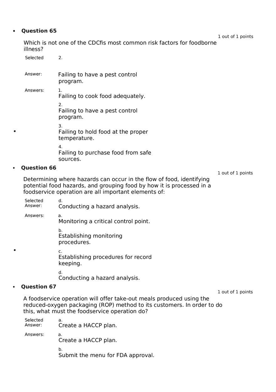 Servsafe Practice Exam Part 11 - Page 1