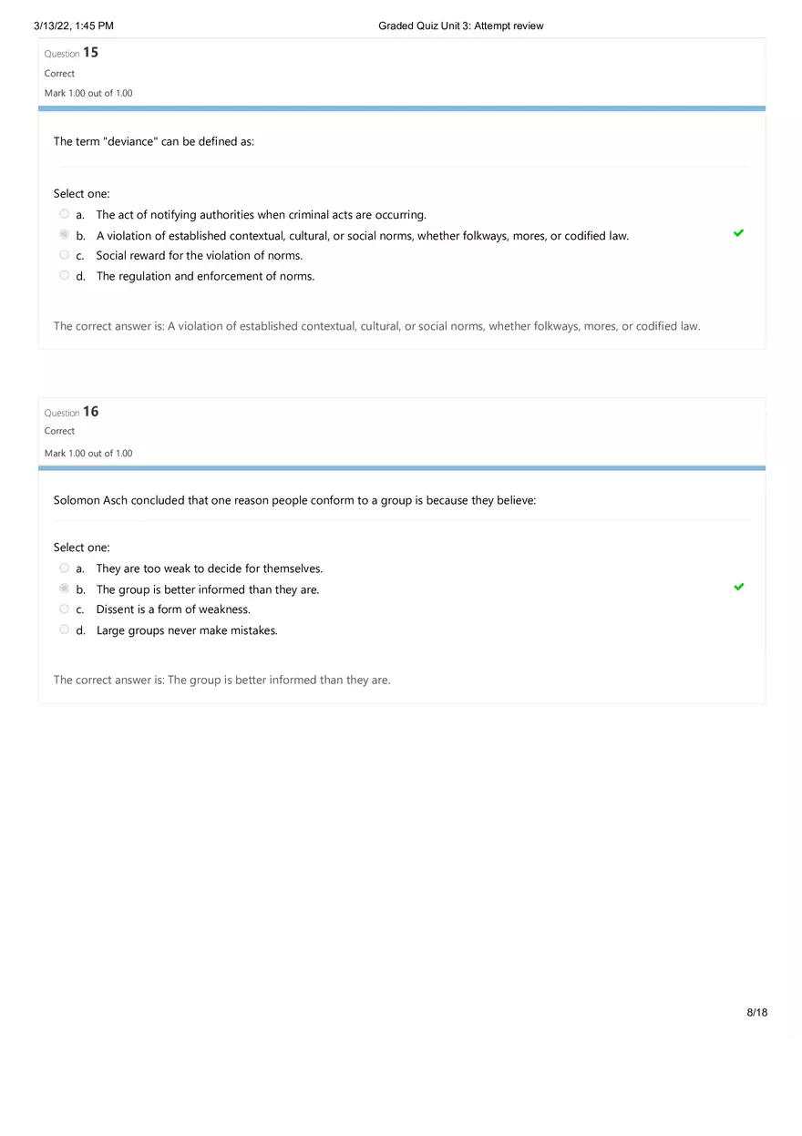 Sociology Quiz Unit 3 - Page 16