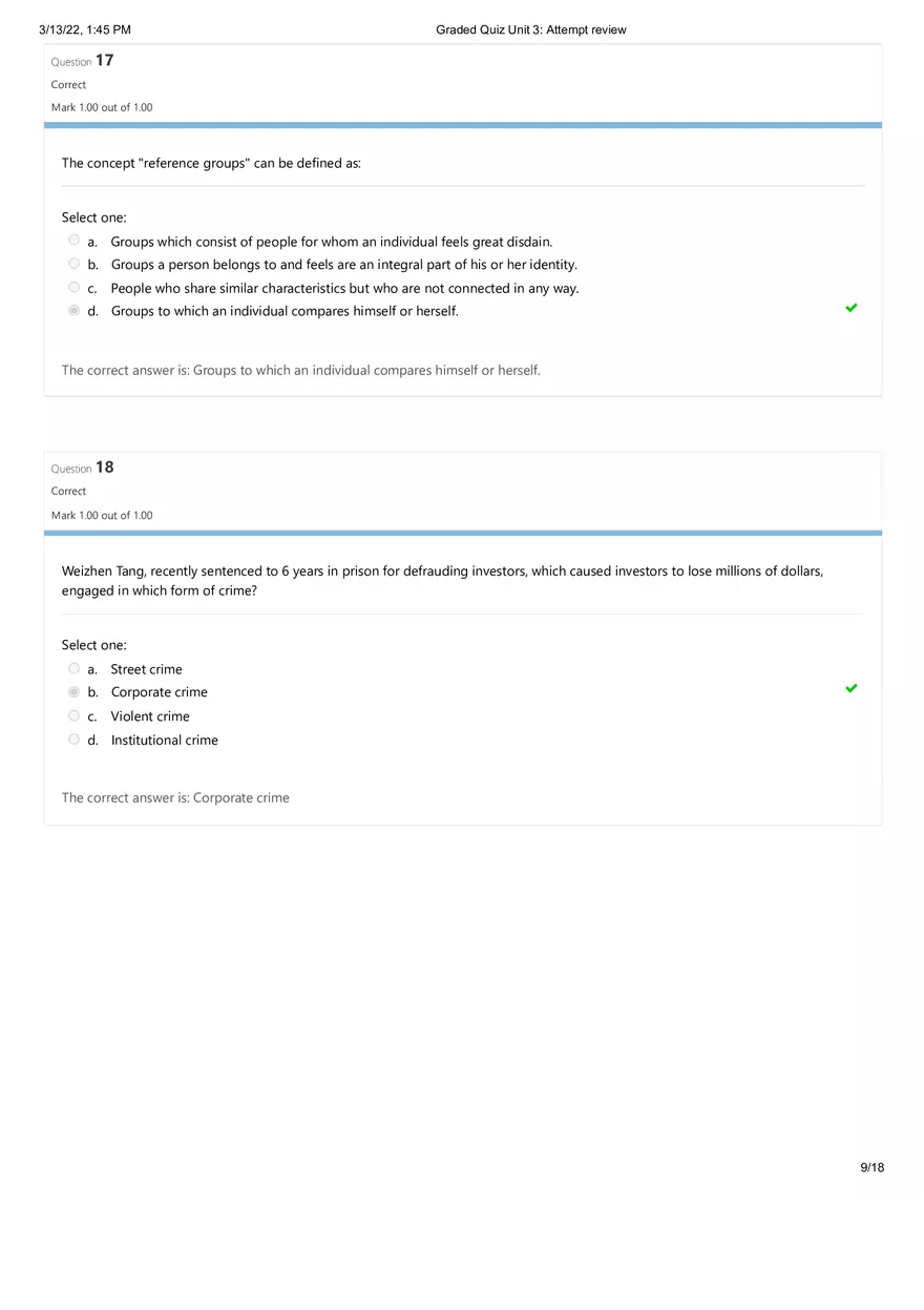 Sociology Quiz Unit 3 - Page 17
