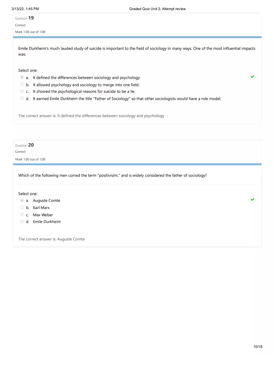 Sociology Quiz Unit 3 - Page 18