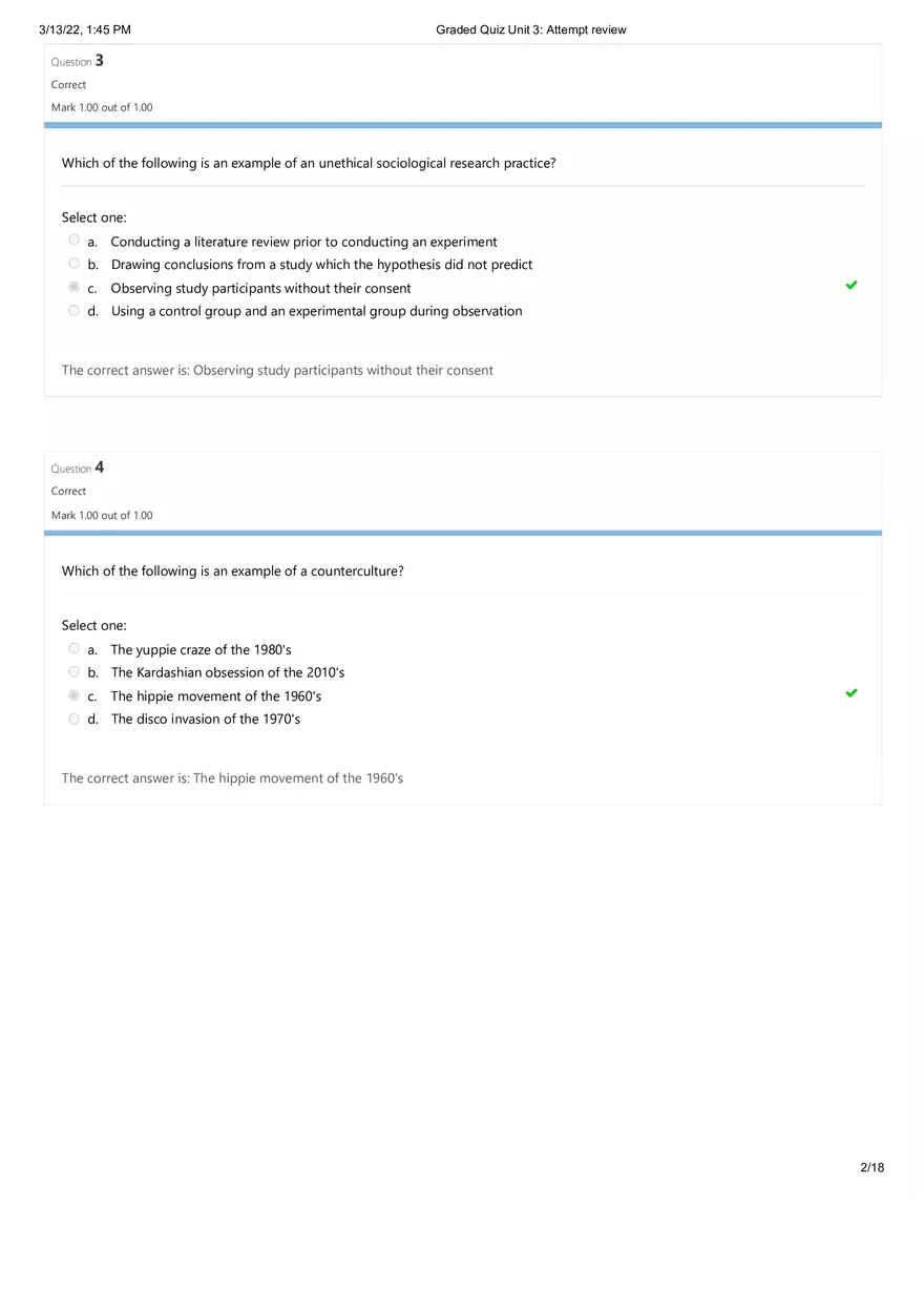 Sociology Quiz Unit 3 - Page 2