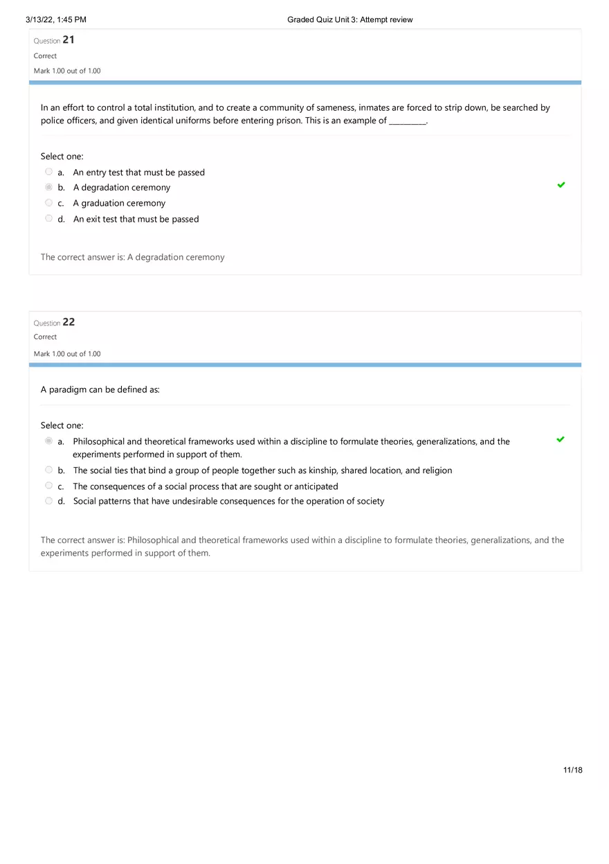 Sociology Quiz Unit 3 - Page 3