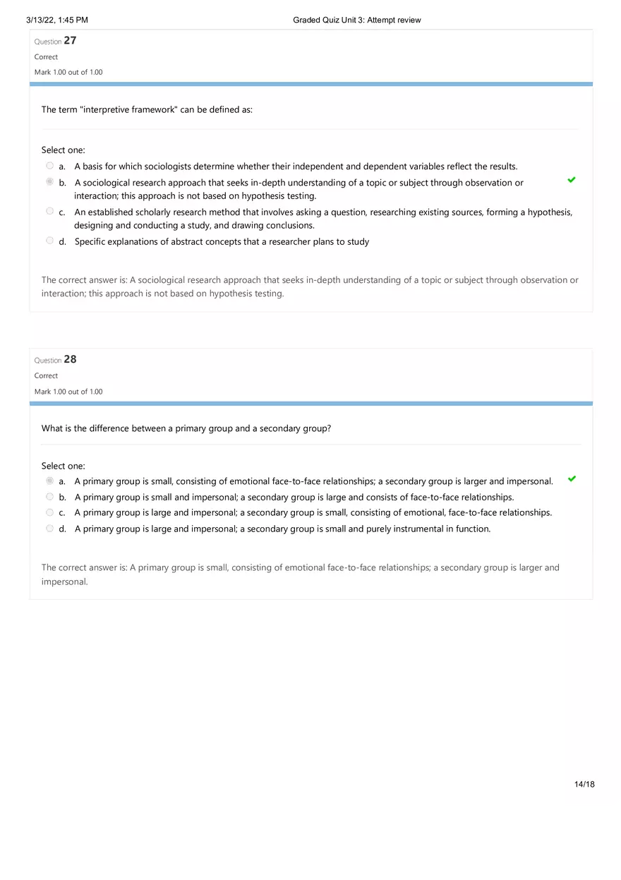 Sociology Quiz Unit 3 - Page 6
