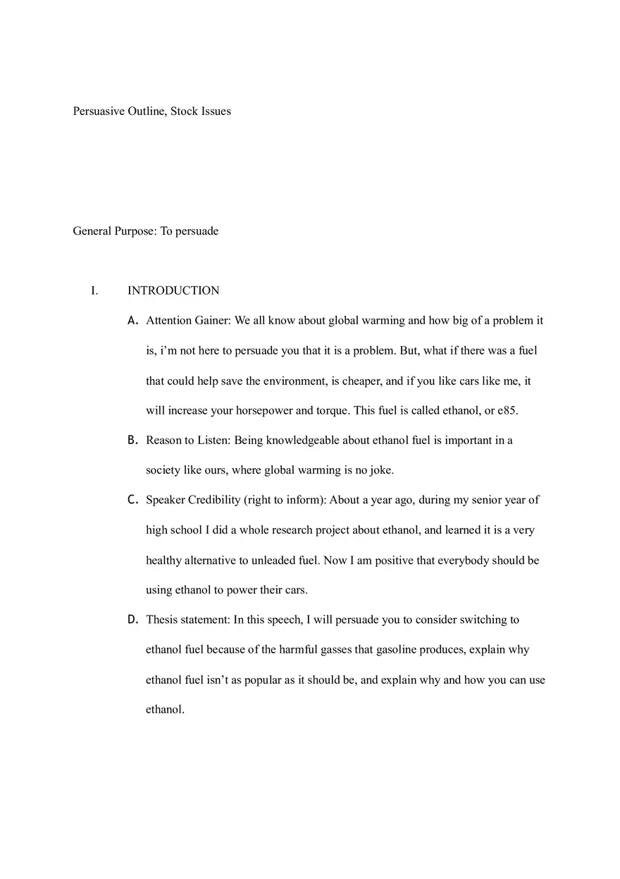 Persuasive Speech Template - Page 1