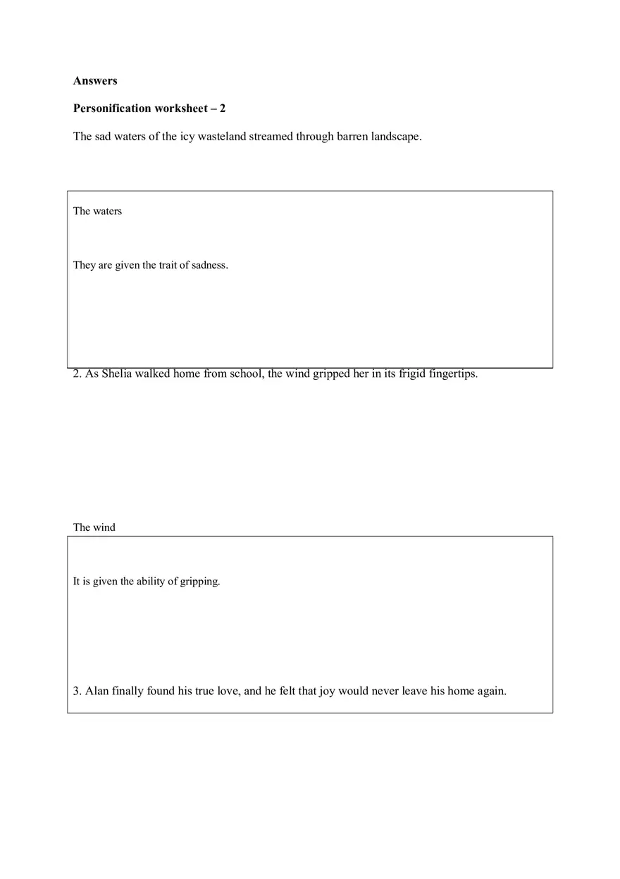 Personification Worksheet 2 - Page 1